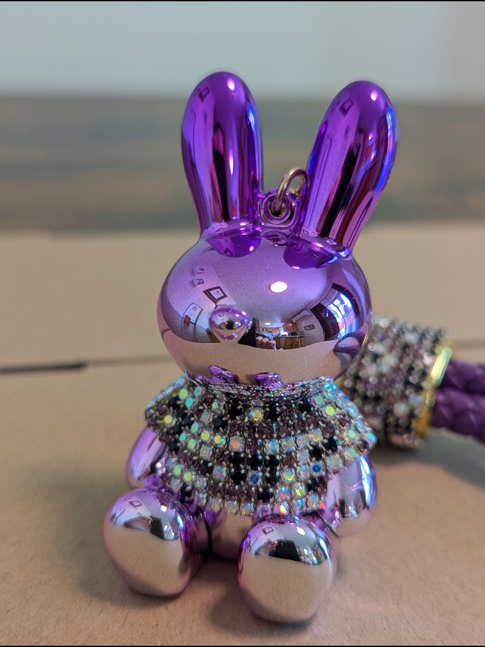 Metallic Purple Bunny Bag Charm Keychain NWOT